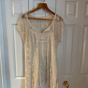Ralph Lauren Cream Lace Short Sleeve Dress (with slip)